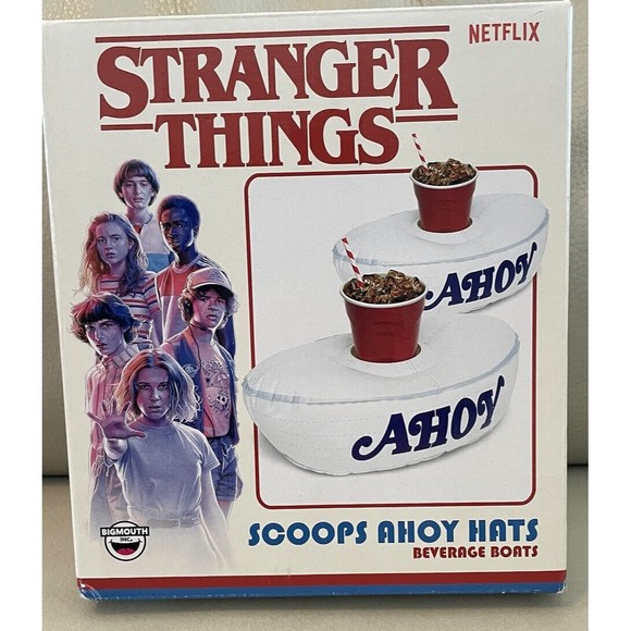 Stranger Things Scoops Ahoy Hat Beverage Boats inflatable Floating Holders - Picture 1 of 4